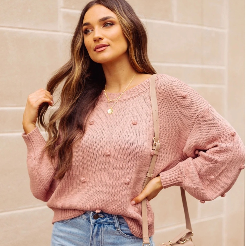 NWT Emotions Knit Pom Sweater